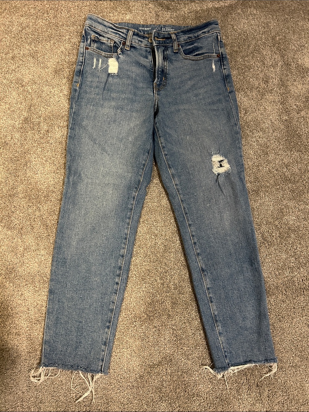 Distressed Straight Leg Jeans